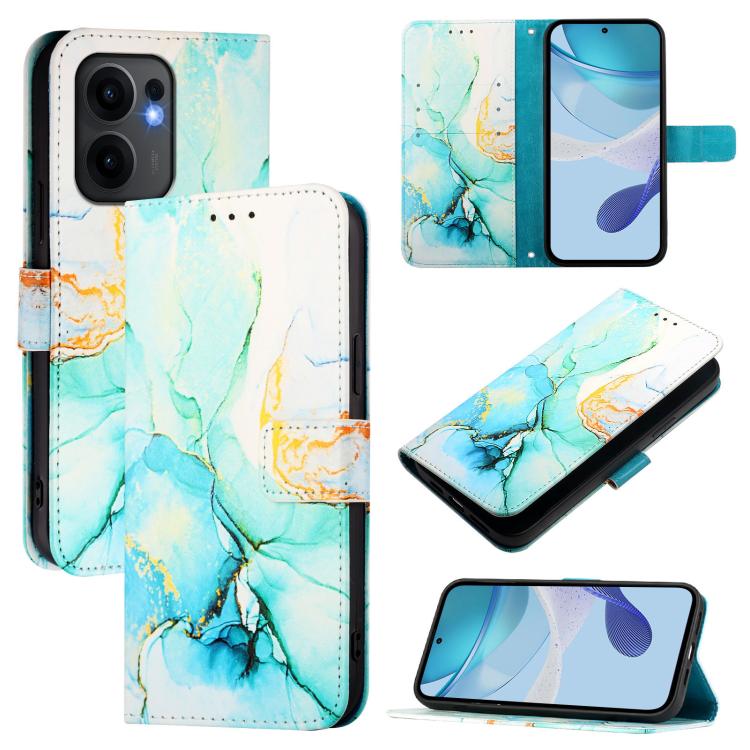 

For OPPO Reno13 F 5G Global PT003 Marble Pattern Flip Leather Phone Case(Green)