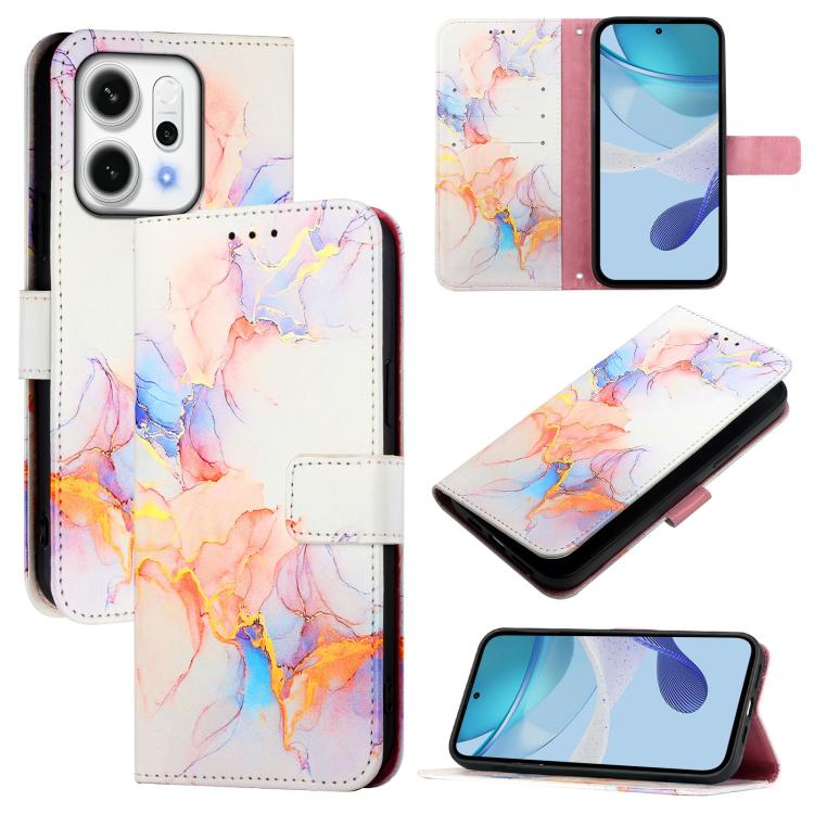 

For OPPO Reno14 5G Global PT003 Marble Pattern Flip Leather Phone Case(Galaxy Marble White)