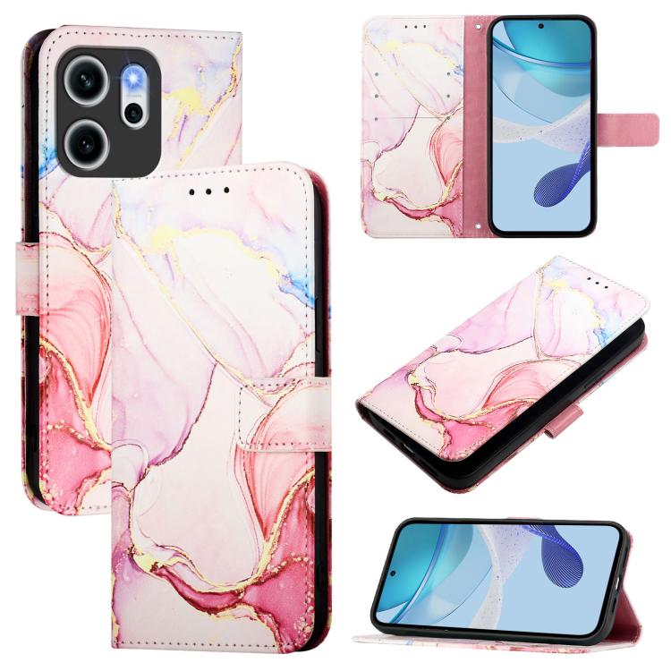 

For OPPO Reno14 F 5G PT003 Marble Pattern Flip Leather Phone Case(Rose Gold)
