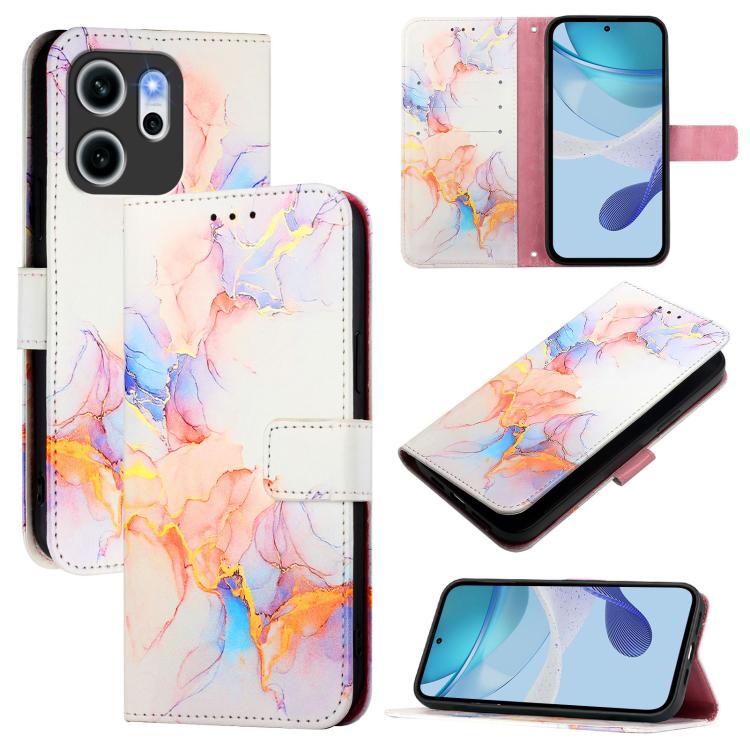 

For OPPO Reno14 F 5G PT003 Marble Pattern Flip Leather Phone Case(Galaxy Marble White)