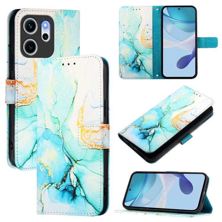 

For OPPO Reno14 F 5G PT003 Marble Pattern Flip Leather Phone Case(Green)