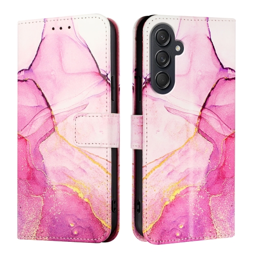

For Samsung Galaxy M55 PT003 Marble Pattern Flip Leather Phone Case(Pink Purple Gold)