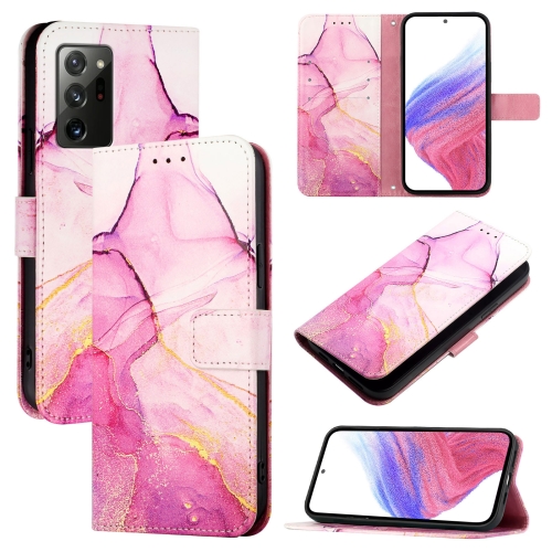 

For Samsung Galaxy Note20 PT003 Marble Pattern Flip Leather Phone Case(Pink Purple Gold)