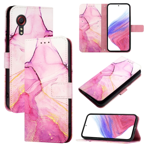 

For Samsung Galaxy Xcover 5 PT003 Marble Pattern Flip Leather Phone Case(Pink Purple Gold)