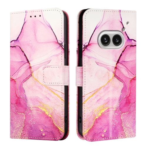 

For Nothing Phone 2a PT003 Marble Pattern Flip Leather Phone Case(Pink Purple Gold)