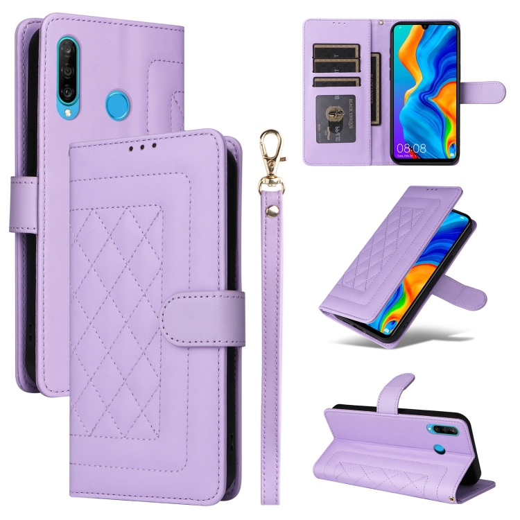 Flip Cover Huawei P30 Lite Flip Phone Case For Huawei P30 Lite Diamond  Lattice Leather Flip Phone Case(Light