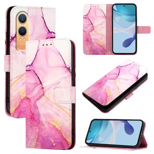 

For OnePlus Nord CE4 Lite PT003 Marble Pattern Flip Leather Phone Case(Pink Purple Gold)