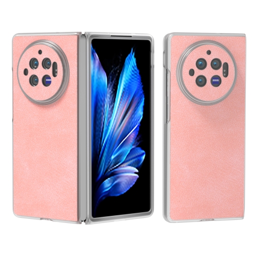 

For vivo X Fold3 PU Leather Frosted Transparent Edge Phone Case(Pink)