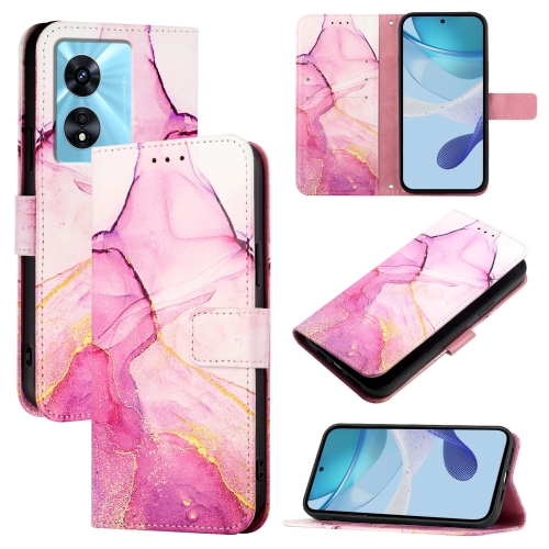 

For Realme Narzo 50 5G / Realme V23 PT003 Marble Pattern Flip Leather Phone Case(Pink Purple Gold)
