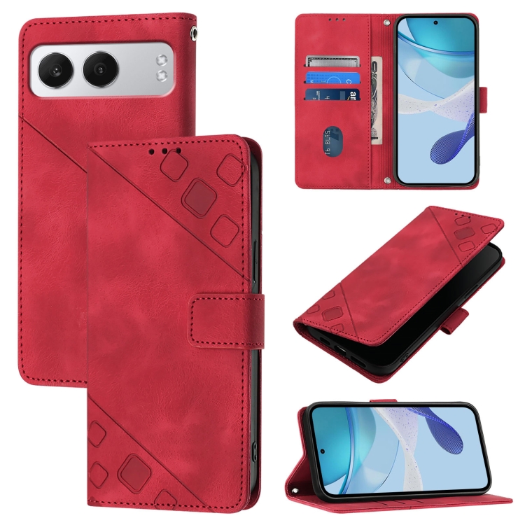 

For OnePlus Nord 4 5G Skin-feel Embossed Leather Phone Case(Red)