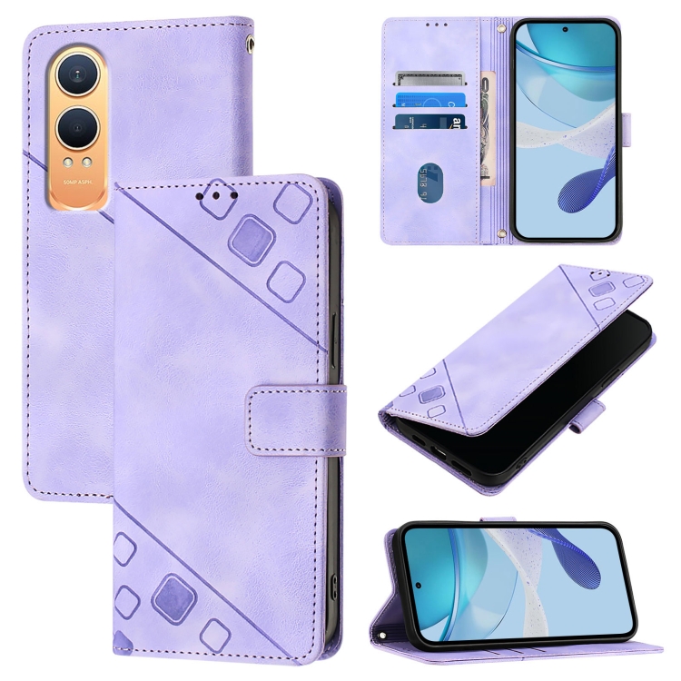 

For OnePlus Nord CE4 Lite 5G Skin-feel Embossed Leather Phone Case(Light Purple)