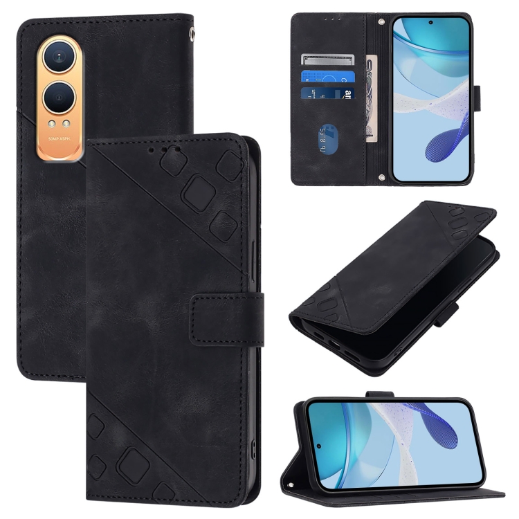 

For OnePlus Nord CE4 Lite 5G Skin-feel Embossed Leather Phone Case(Black)