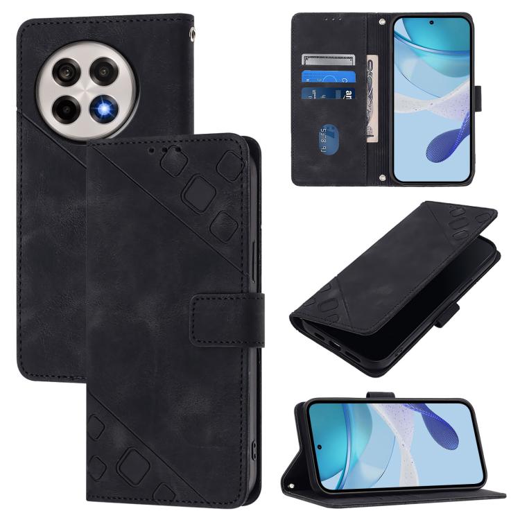 

For OnePlus 13R / Ace 5 Pro 5G Skin-feel Embossed Leather Phone Case(Black)