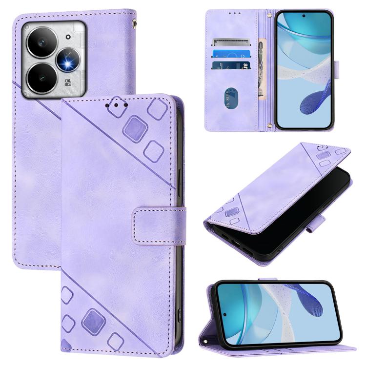 

For Realme Neo7 Turbo 5G Skin-feel Embossed Leather Phone Case(Light Purple)