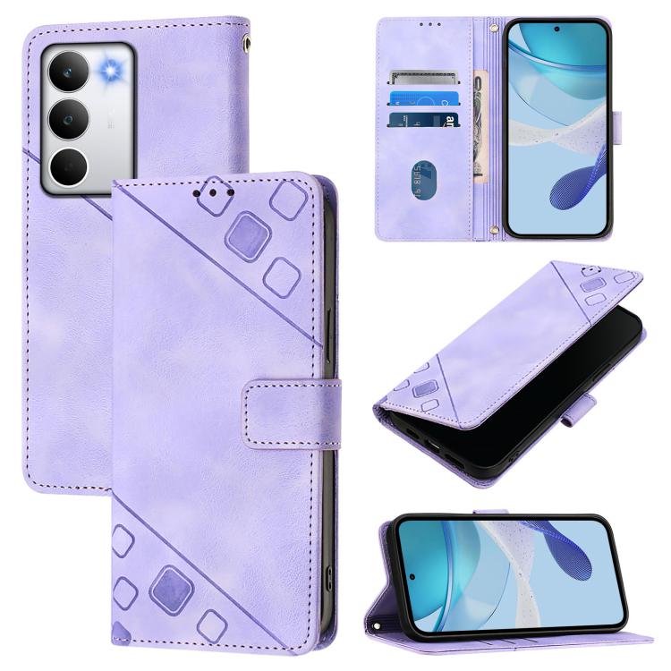 

For Realme C71 4G Global Skin-feel Embossed Leather Phone Case(Light Purple)