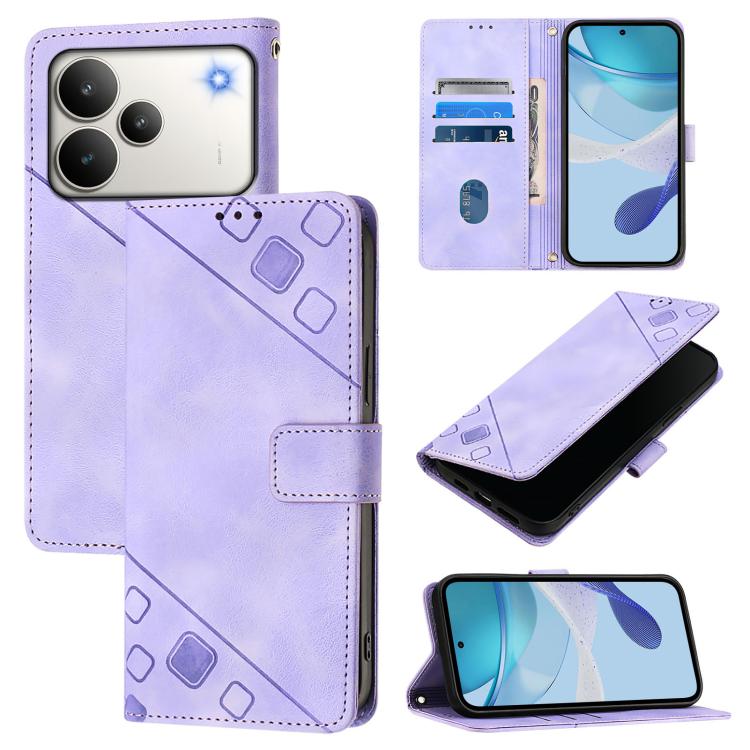

For Realme P4 Pro 5G Skin-feel Embossed Leather Phone Case(Light Purple)