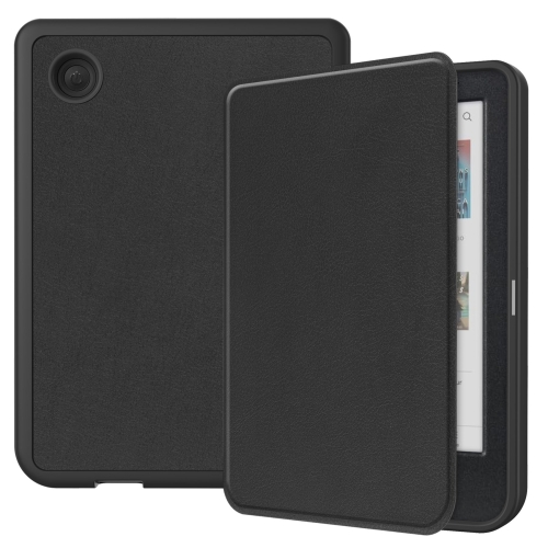 

For KOBO Clara Colour 2024 / BW Solid Color Voltage Caster TPU Leather Smart Tablet Case(Black)