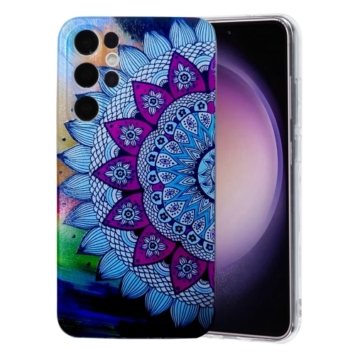 

For Samsung Galaxy S24 Ultra 5G Colored Drawing Pattern TPU Phone Case(Half-flower)