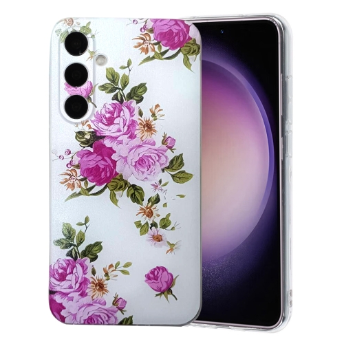 

For Samsung Galaxy S24 5G Colored Drawing Pattern TPU Phone Case(Rose Flower)