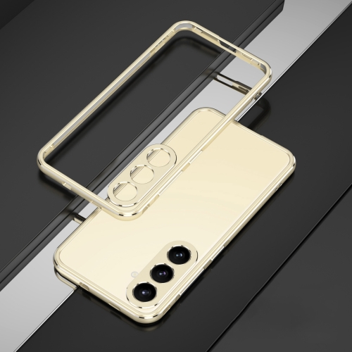 

For Samsung Galaxy S24+ 5G Aurora Series Lens Protector + Metal Frame Phone Case(Gold Silver)