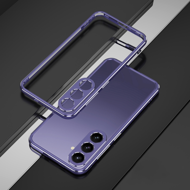 

For Samsung Galaxy S24+ 5G Aurora Series Lens Protector + Metal Frame Phone Case(Purple Silver)
