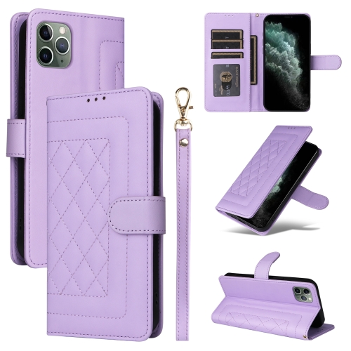 

For iPhone 11 Pro Diamond Lattice Leather Flip Phone Case(Light Purple)