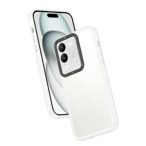 

For vivo V29e 5G 162mm / Y200 Global Frame Two Color Lens Ring TPU Phone Case(Transparent)