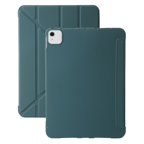 

For iPad Air 13 2024 TPU Deformation Flip Leather Tablet Case with Holder(Dark Green)