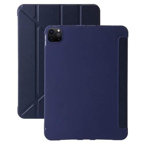 

For iPad Pro 11 2024 TPU Deformation Flip Leather Tablet Case with Holder(Dark Blue)