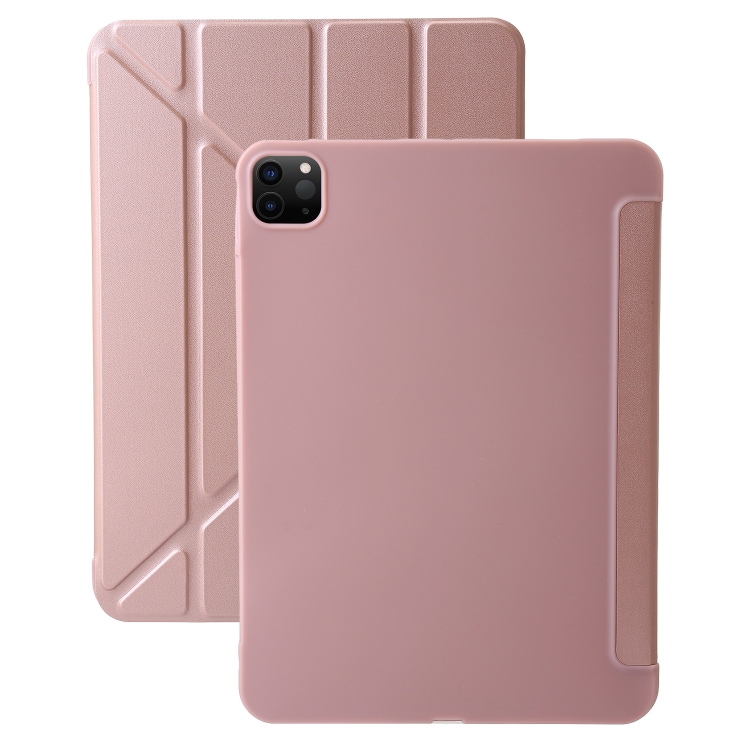 

For iPad Pro 11 2024 TPU Deformation Flip Leather Tablet Case with Holder(Rose Gold)