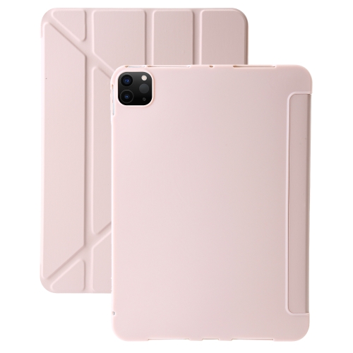 

For iPad Pro 13 2024 TPU Deformation Flip Leather Tablet Case with Holder(Light Pink)