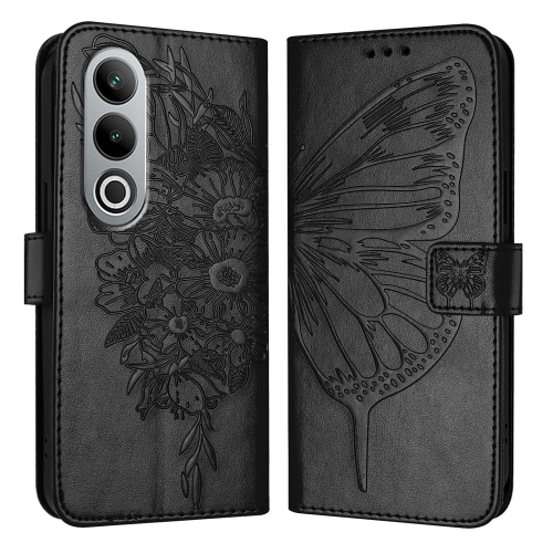 

For OnePlus Nord CE4 Embossed Butterfly Leather Phone Case(Black)