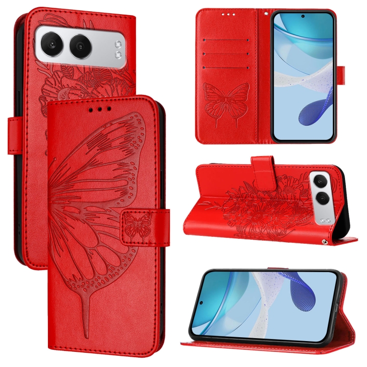 

For OnePlus Nord 4 5G Embossed Butterfly Leather Phone Case(Red)