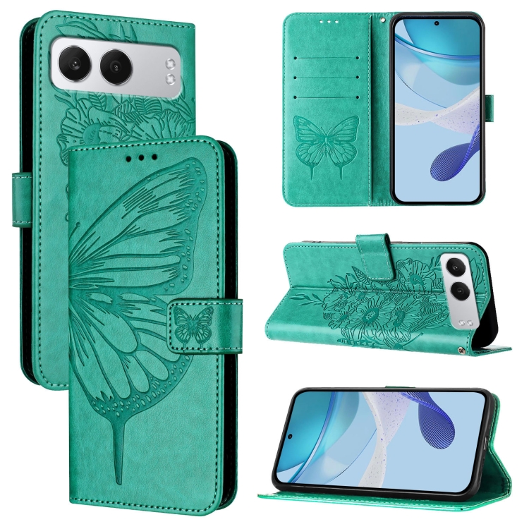 

For OnePlus Nord 4 5G Embossed Butterfly Leather Phone Case(Green)