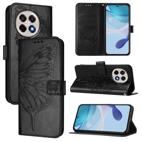 

For OnePlus Ace 5 Pro / Ace 5 Embossed Butterfly Leather Phone Case(Black)