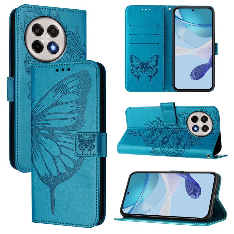 

For OnePlus Ace 5 Pro / Ace 5 Embossed Butterfly Leather Phone Case(Blue)