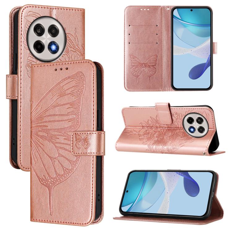 

For OnePlus Ace 5 Pro / Ace 5 Embossed Butterfly Leather Phone Case(Rose Gold)