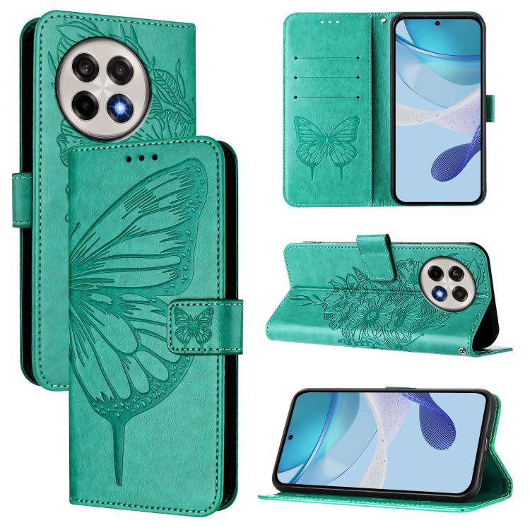 

For OnePlus Ace 5 Pro / Ace 5 Embossed Butterfly Leather Phone Case(Green)