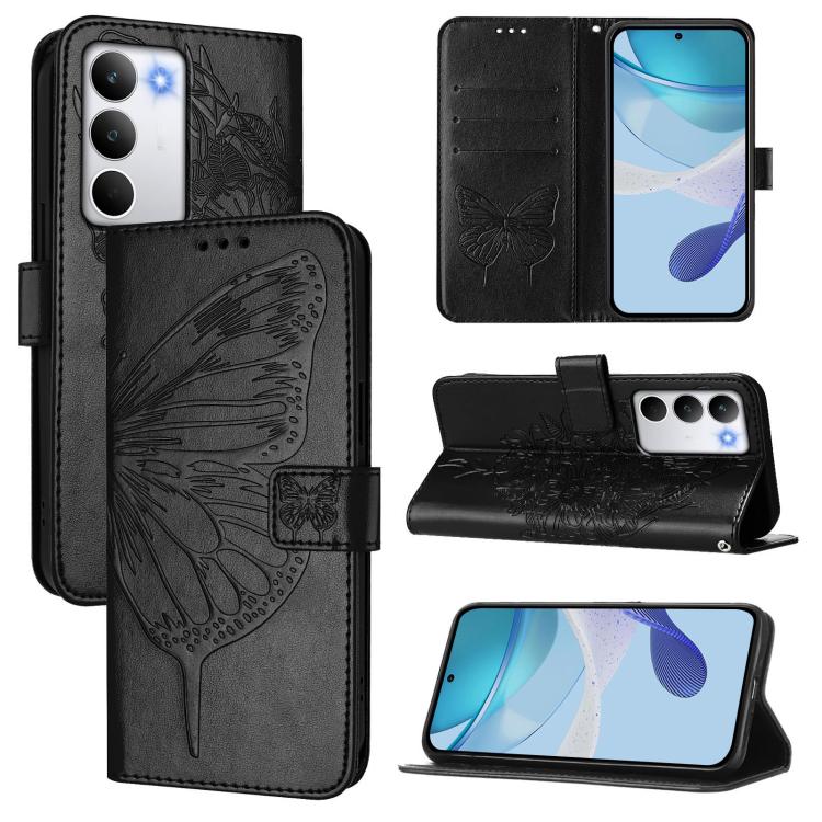 

For Realme C71 4G Global Embossed Butterfly Leather Phone Case(Black)