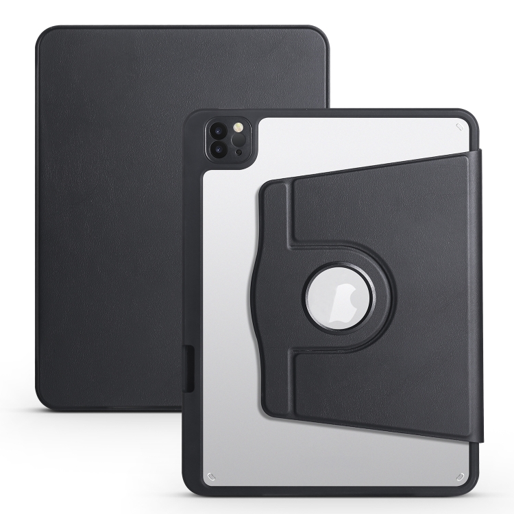 

For iPad Air 11 2024 Acrylic 360 Degree Rotation Holder Leather Tablet Case(Black)