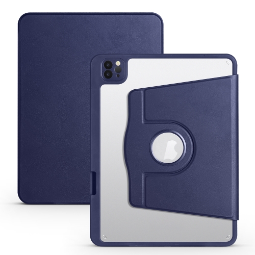 

For iPad Air 11 2024 Acrylic 360 Degree Rotation Holder Leather Tablet Case(Dark Blue)