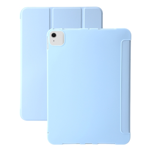 

For iPad Air 13 2024 Three-fold Holder Flip Tablet Leather Case(Sky Blue)