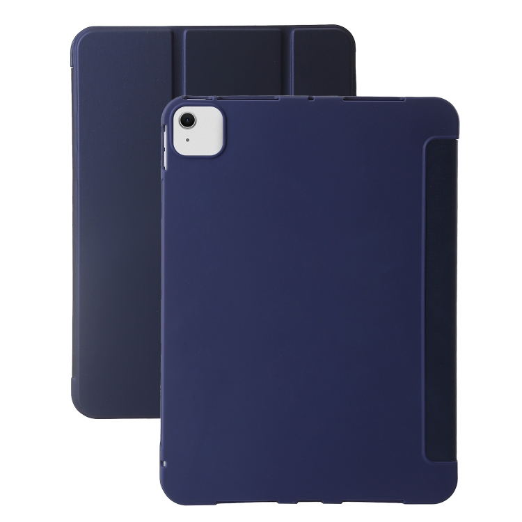 

For iPad Air 13 2024 Three-fold Holder Flip Tablet Leather Case(Dark Blue)