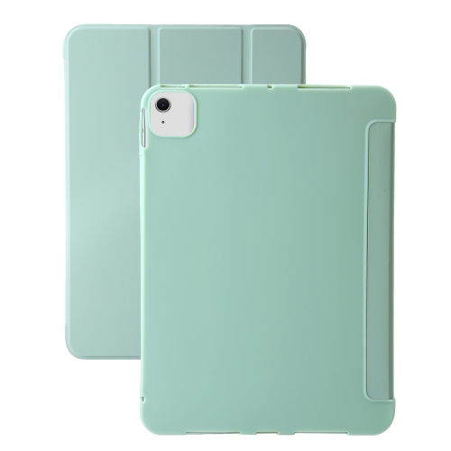 

For iPad Air 13 2024 Three-fold Holder Flip Tablet Leather Case(Mint Green)