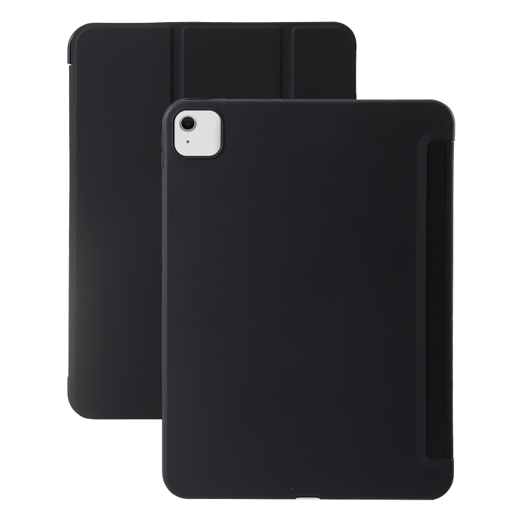 

For iPad Air 13 2024 Three-fold Holder Flip Tablet Leather Case(Black)