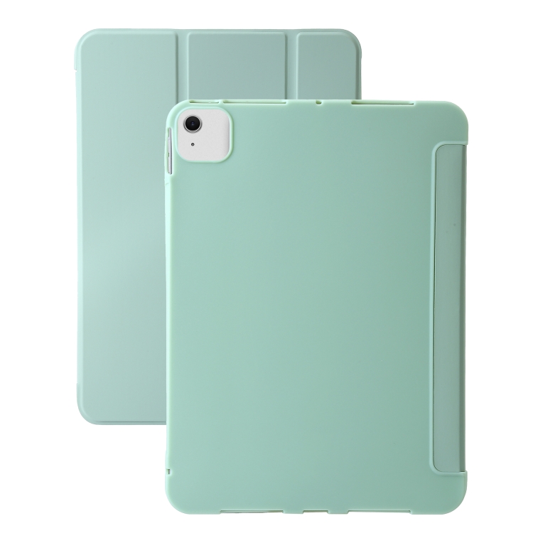 

For iPad Air 11 2024 Three-fold Holder Flip Tablet Leather Case(Mint Green)