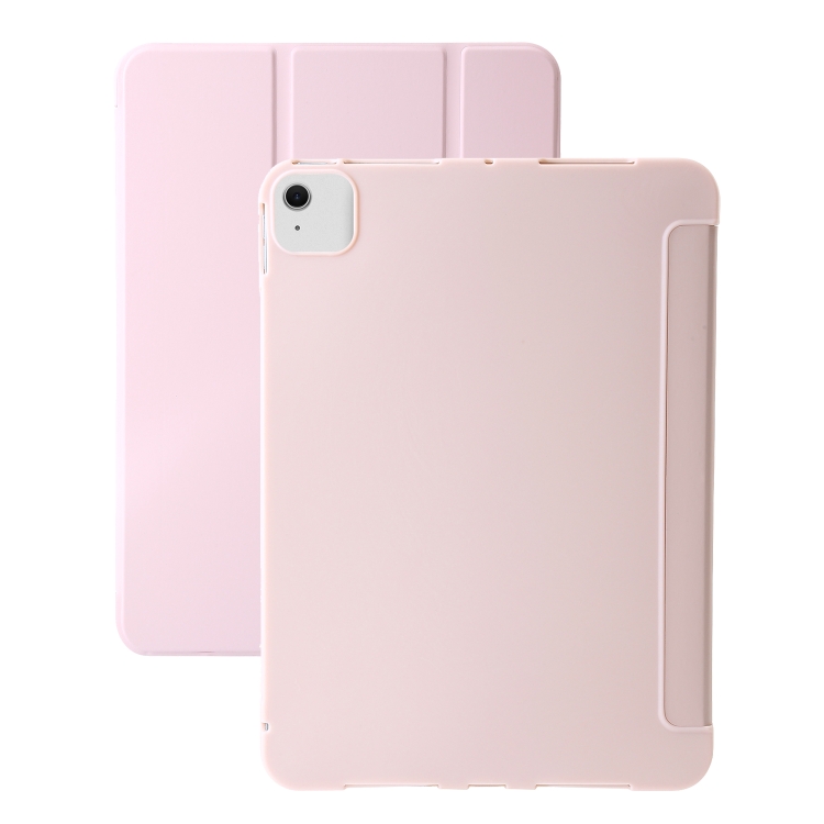 

For iPad Air 11 2024 Three-fold Holder Flip Tablet Leather Case(Light Pink)