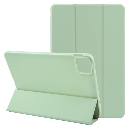 

For iPad Pro 11 2024 Three-fold Holder Flip Tablet Leather Case(Mint Green)