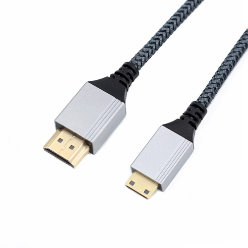 

HDTV to Mini HDTV 4K UHD Video Transmission Braided Cable, Length:0.3m(Grey)