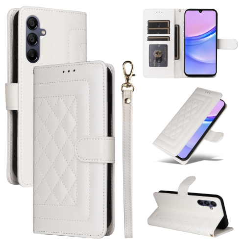 

For Samsung Galaxy A15 5G / 4G Diamond Lattice Leather Flip Phone Case(White)